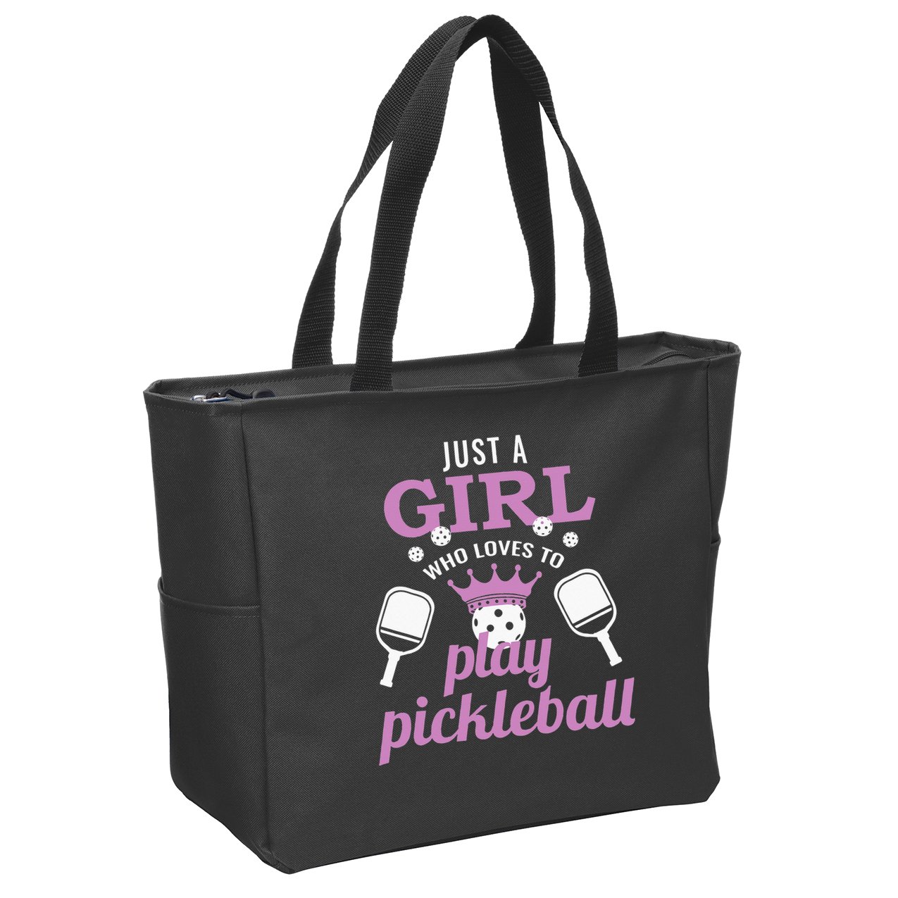 Just a Who Loves to Play Pickleball Funny Zip Tote Bag