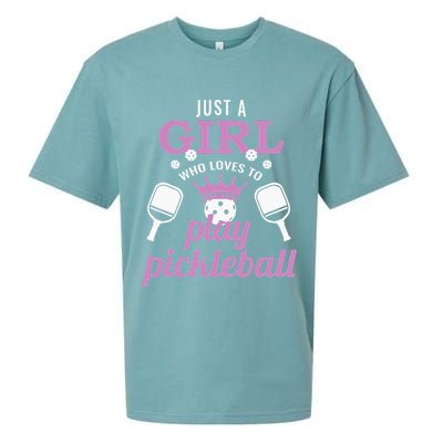 Just a Who Loves to Play Pickleball Funny Sueded Cloud Jersey T-Shirt