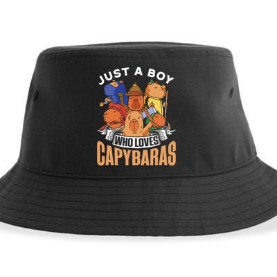 Just A  Who Loves Capybaras Animal Rodent Capybara Lover  Sustainable Bucket Hat