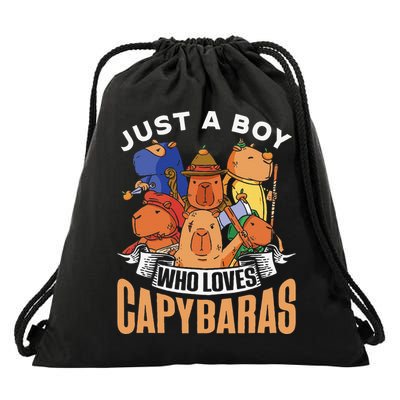 Just A  Who Loves Capybaras Animal Rodent Capybara Lover  Drawstring Bag
