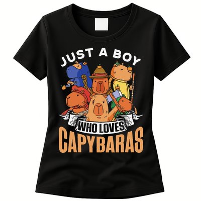 Just A  Who Loves Capybaras Animal Rodent Capybara Lover  Womens T-Shirt