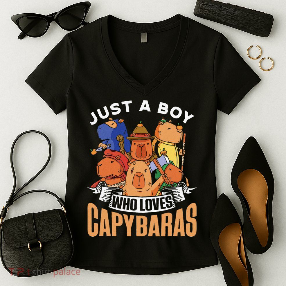 Just A  Who Loves Capybaras Animal Rodent Capybara Lover  Women's V-Neck T-Shirt