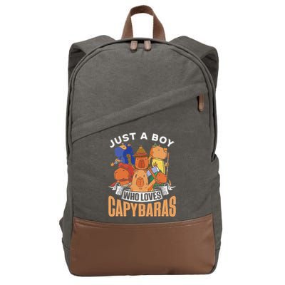 Just A  Who Loves Capybaras Animal Rodent Capybara Lover  Cotton Canvas Backpack