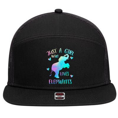 Just A Who Loves Elephants Watercolor Elephant Love Gift 7 Panel Mesh Trucker Snapback Hat