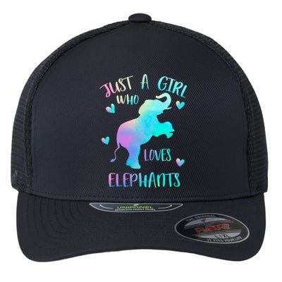 Just A Who Loves Elephants Watercolor Elephant Love Gift Flexfit Unipanel Trucker Cap