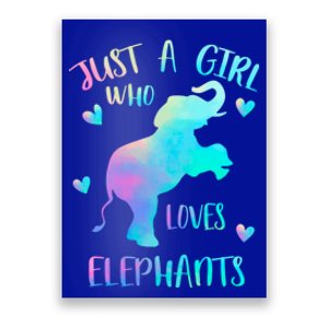 Just A Who Loves Elephants Watercolor Elephant Love Gift Poster