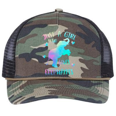 Just A Who Loves Elephants Watercolor Elephant Love Gift Retro Rope Trucker Hat Cap