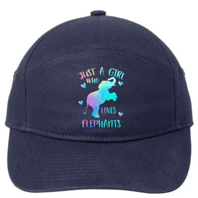 Just A Who Loves Elephants Watercolor Elephant Love Gift 7-Panel Snapback Hat