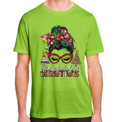 Just A Who Loves Christmas Messy Bun Buffalo Gift Adult ChromaSoft Performance T-Shirt