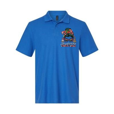 Just A Who Loves Christmas Messy Bun Buffalo Gift Softstyle Adult Sport Polo