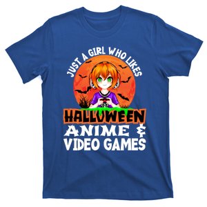 Just A Who Likes Halloween Anime And Video Games Funny Gift T-Shirt