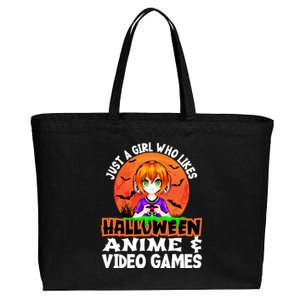 Just A Who Likes Halloween Anime And Video Games Funny Gift Cotton Canvas Jumbo Tote