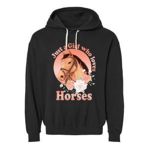 Just A Who Loves Horses With Saying Garment-Dyed Fleece Hoodie