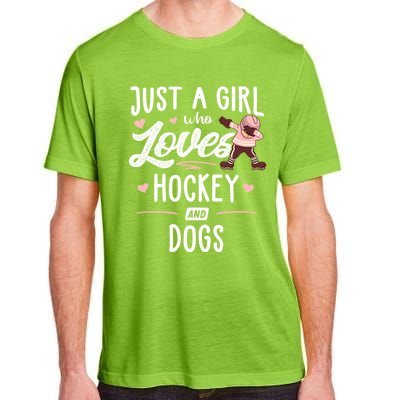 Just A Who Loves Hockey And Dogs Gift Great Gift Adult ChromaSoft Performance T-Shirt