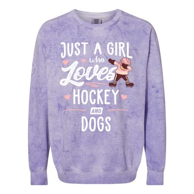 Just A Who Loves Hockey And Dogs Gift Great Gift Colorblast Crewneck Sweatshirt