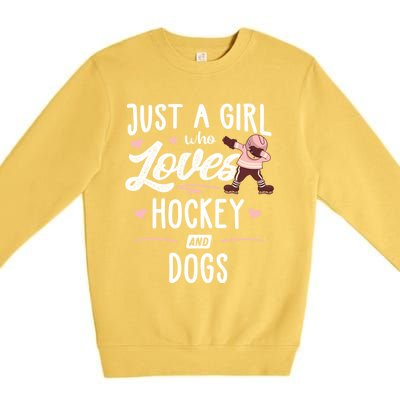 Just A Who Loves Hockey And Dogs Gift Great Gift Premium Crewneck Sweatshirt