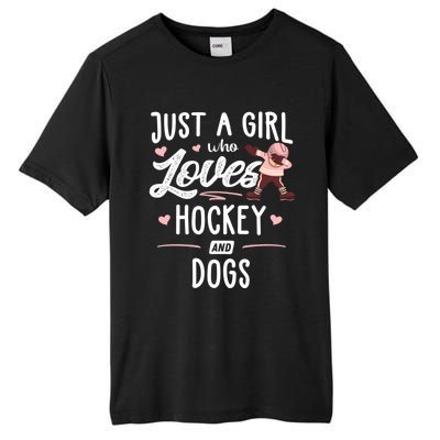 Just A Who Loves Hockey And Dogs Gift Great Gift Tall Fusion ChromaSoft Performance T-Shirt