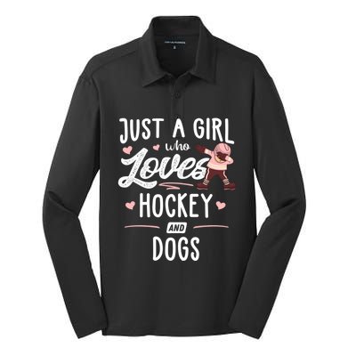 Just A Who Loves Hockey And Dogs Gift Great Gift Silk Touch Performance Long Sleeve Polo