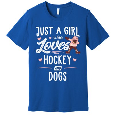 Just A Who Loves Hockey And Dogs Gift Great Gift Premium T-Shirt