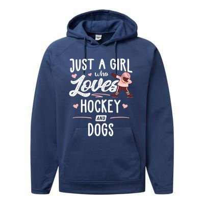 Just A Who Loves Hockey And Dogs Gift Great Gift Performance Fleece Hoodie