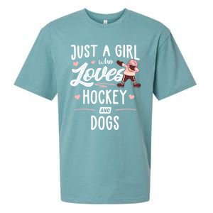 Just A Who Loves Hockey And Dogs Gift Great Gift Sueded Cloud Jersey T-Shirt