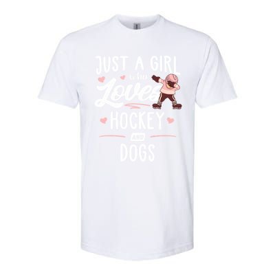 Just A Who Loves Hockey And Dogs Gift Great Gift Softstyle CVC T-Shirt