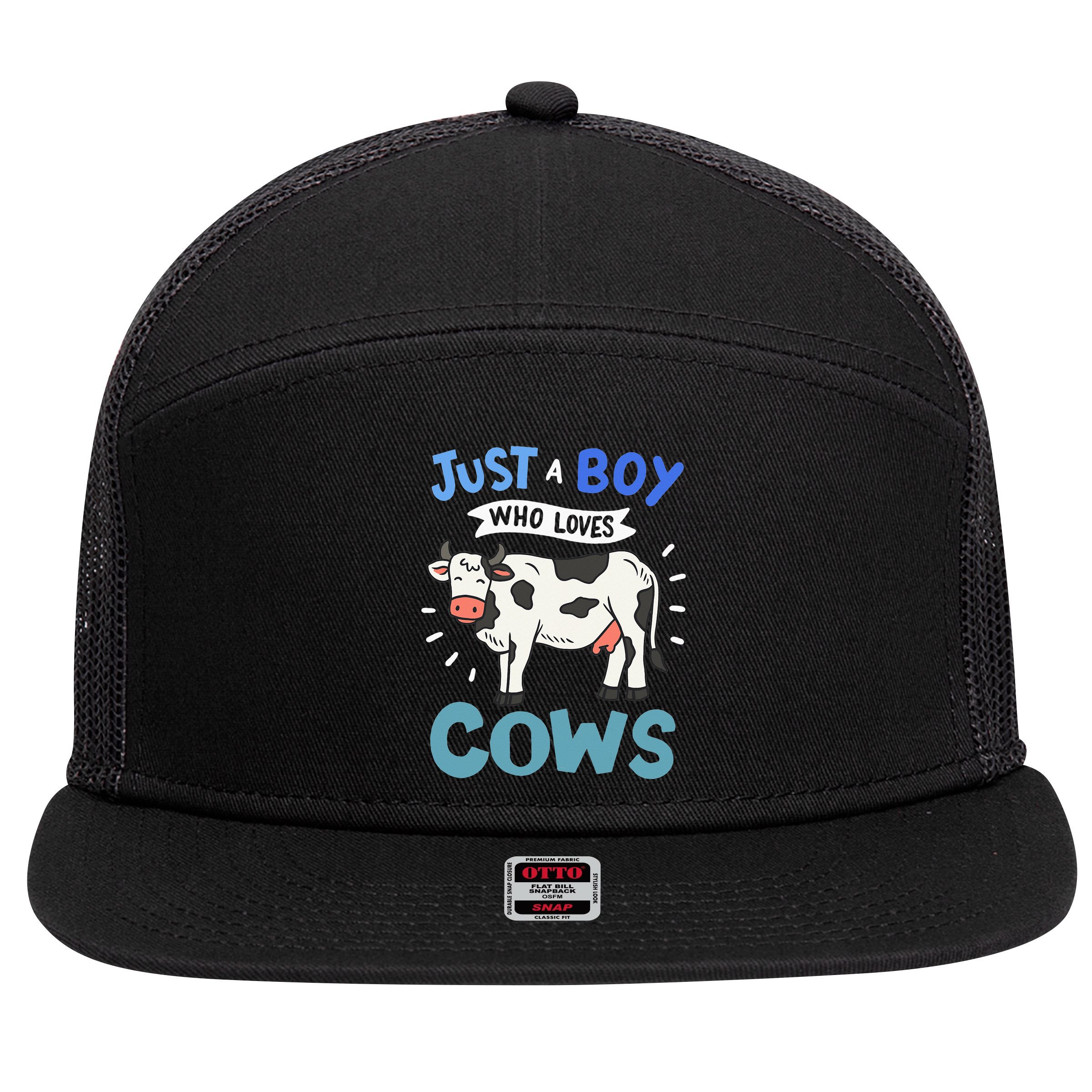 Just a  Who Loves Cows Funny Cows Lover Gift 7 Panel Mesh Trucker Snapback Hat