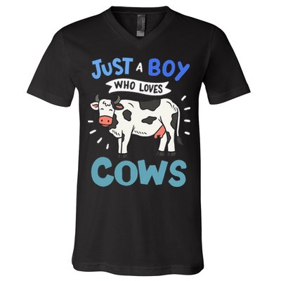 Just a  Who Loves Cows Funny Cows Lover Gift V-Neck T-Shirt