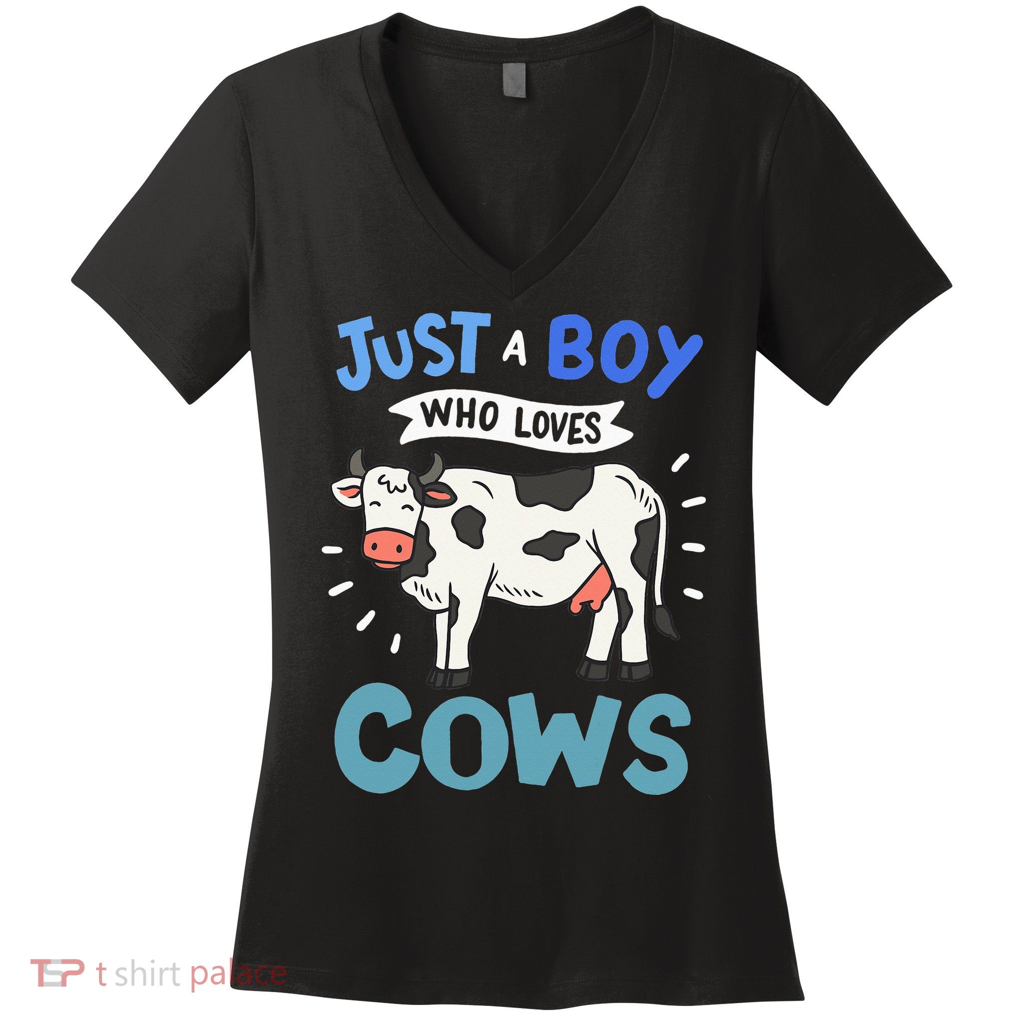 Just a  Who Loves Cows Funny Cows Lover Gift Women's V-Neck T-Shirt