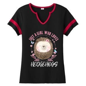 Just A Who Loves Hedgehogs Forest Animal Cute Hedgehog Gift Ladies Halftime Notch Neck Tee