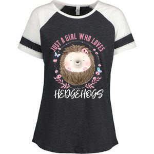 Just A Who Loves Hedgehogs Forest Animal Cute Hedgehog Gift Enza Ladies Jersey Colorblock Tee