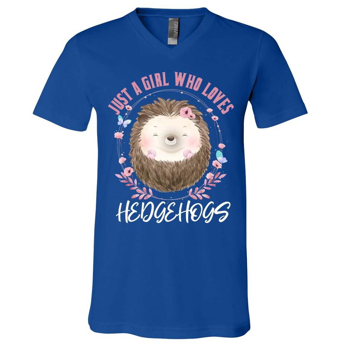 Just A Who Loves Hedgehogs Forest Animal Cute Hedgehog Gift V-Neck T-Shirt