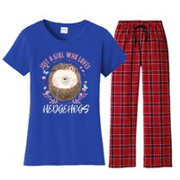 Just A Who Loves Hedgehogs Forest Animal Cute Hedgehog Gift Women's Flannel Pajama Set