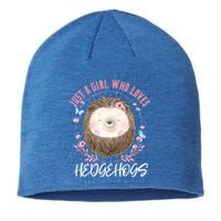 Just A Who Loves Hedgehogs Forest Animal Cute Hedgehog Gift Sustainable Beanie