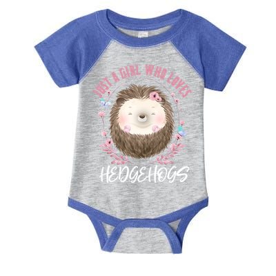 Just A Who Loves Hedgehogs Forest Animal Cute Hedgehog Gift Infant Baby Jersey Bodysuit