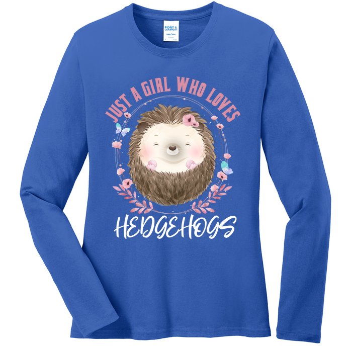 Just A Who Loves Hedgehogs Forest Animal Cute Hedgehog Gift Ladies Long Sleeve Shirt