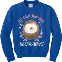 Just A Who Loves Hedgehogs Forest Animal Cute Hedgehog Gift Kids Sweatshirt