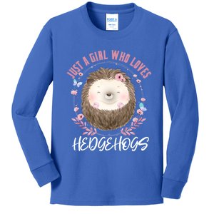 Just A Who Loves Hedgehogs Forest Animal Cute Hedgehog Gift Kids Long Sleeve Shirt