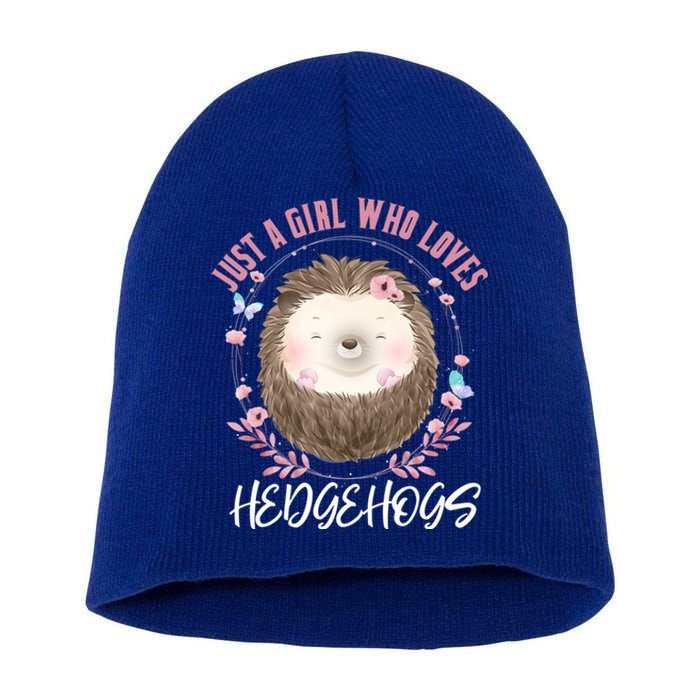 Just A Who Loves Hedgehogs Forest Animal Cute Hedgehog Gift Short Acrylic Beanie