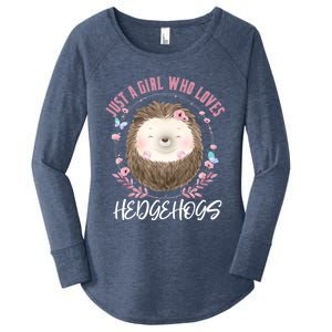 Just A Who Loves Hedgehogs Forest Animal Cute Hedgehog Gift Women's Perfect Tri Tunic Long Sleeve Shirt