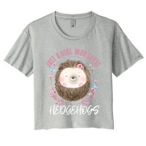 Just A Who Loves Hedgehogs Forest Animal Cute Hedgehog Gift Women's Crop Top Tee