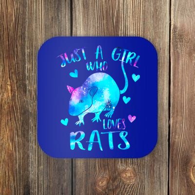 Just A Who Loves Rats Cute Rat Lover Galaxy Theme Meaningful Gift Coaster