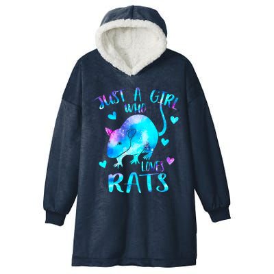 Just A Who Loves Rats Cute Rat Lover Galaxy Theme Meaningful Gift Hooded Wearable Blanket