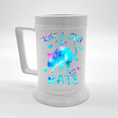 Just A Who Loves Rats Cute Rat Lover Galaxy Theme Meaningful Gift Beer Stein