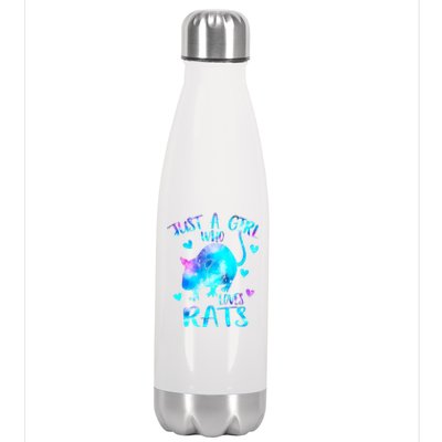 Just A Who Loves Rats Cute Rat Lover Galaxy Theme Meaningful Gift Stainless Steel Insulated Water Bottle