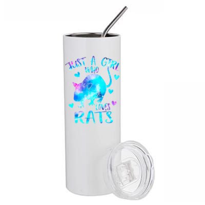 Just A Who Loves Rats Cute Rat Lover Galaxy Theme Meaningful Gift Stainless Steel Tumbler