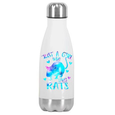 Just A Who Loves Rats Cute Rat Lover Galaxy Theme Meaningful Gift Stainless Steel Insulated Water Bottle