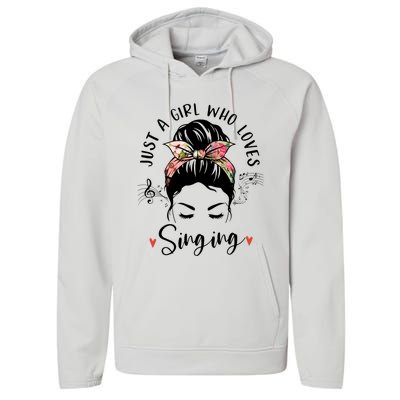 Just A Who Loves Singing Hair Bun Gifts For Singer Performance Fleece Hoodie