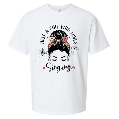 Just A Who Loves Singing Hair Bun Gifts For Singer Sueded Cloud Jersey T-Shirt