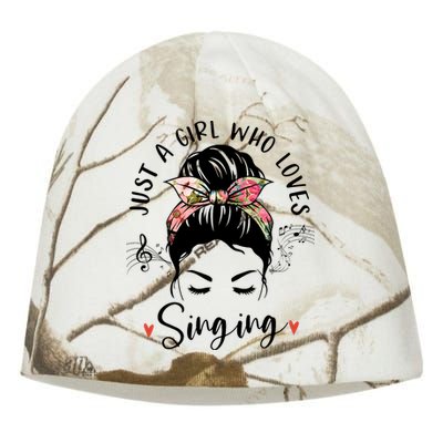 Just A Who Loves Singing Hair Bun Gifts For Singer Kati - Camo Knit Beanie